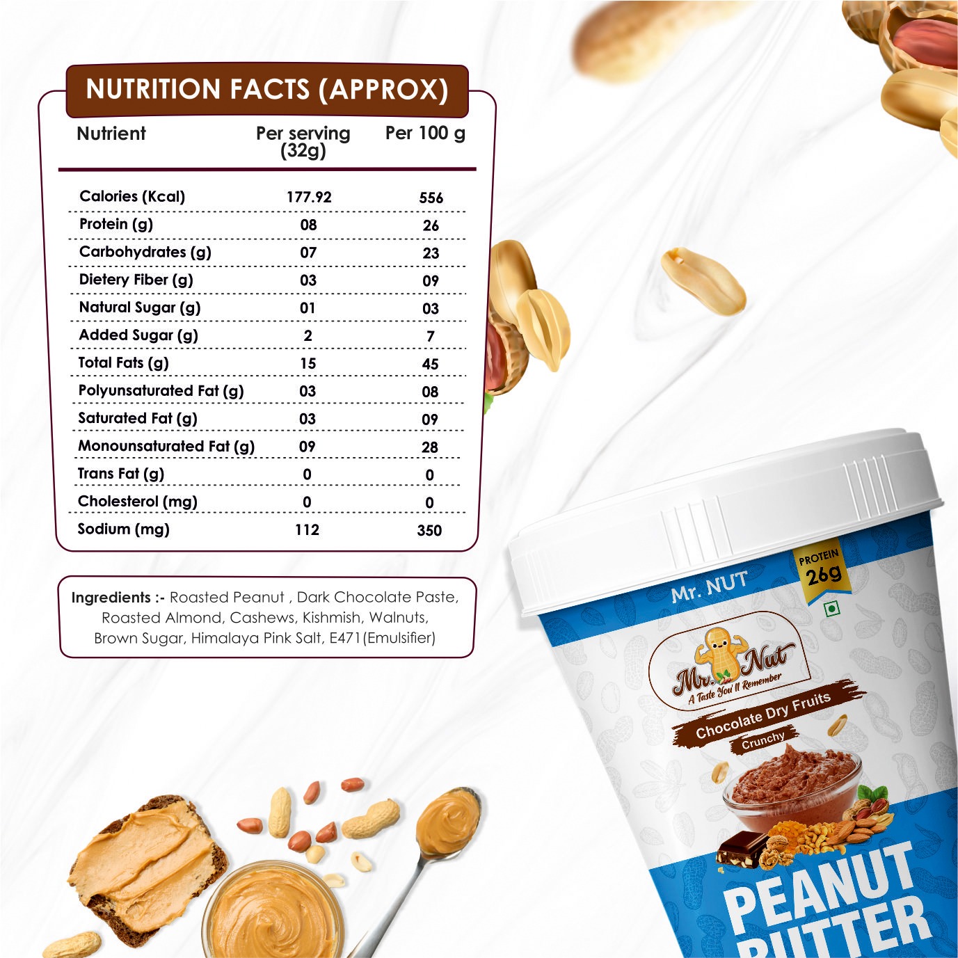 Chocolate Dry Fruits mix Peanut butter